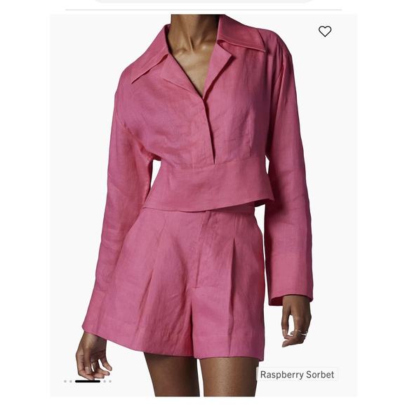 Equipment Beatrix Hot Pink Collared 100% Linen Shirt XL NWT $250 - Picture 2 of 11